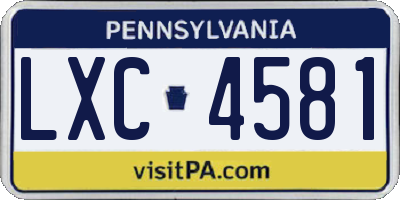 PA license plate LXC4581