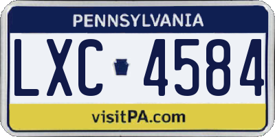 PA license plate LXC4584