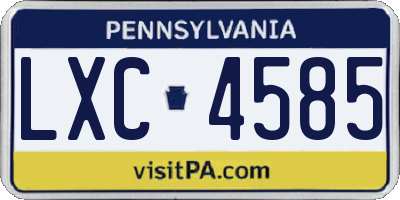 PA license plate LXC4585