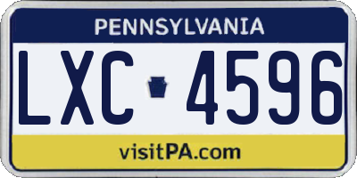 PA license plate LXC4596