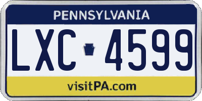 PA license plate LXC4599