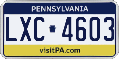 PA license plate LXC4603