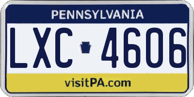 PA license plate LXC4606