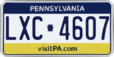 PA license plate LXC4607