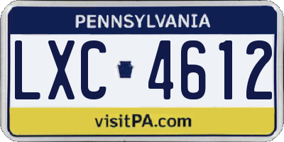PA license plate LXC4612