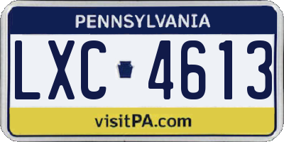 PA license plate LXC4613