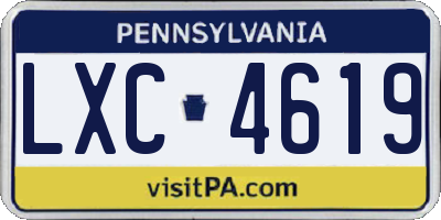 PA license plate LXC4619
