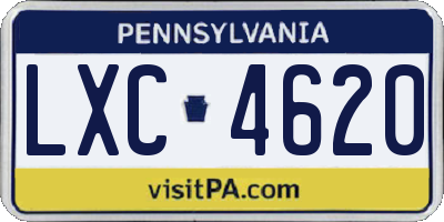 PA license plate LXC4620