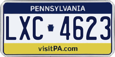 PA license plate LXC4623