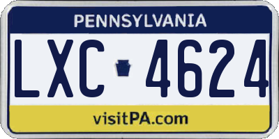 PA license plate LXC4624