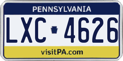 PA license plate LXC4626
