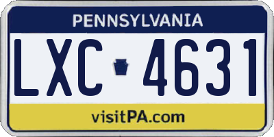 PA license plate LXC4631