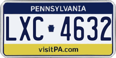 PA license plate LXC4632