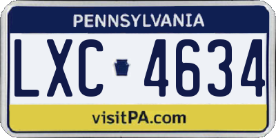 PA license plate LXC4634