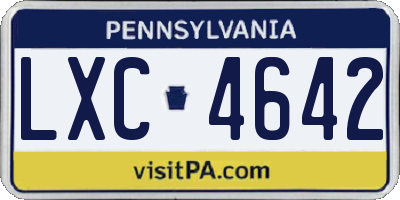 PA license plate LXC4642
