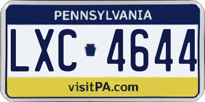 PA license plate LXC4644