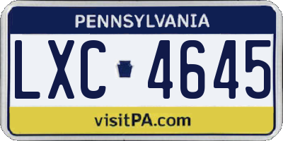 PA license plate LXC4645