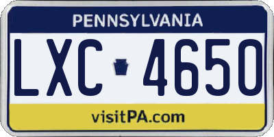 PA license plate LXC4650