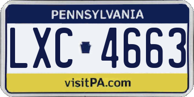 PA license plate LXC4663