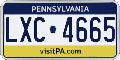PA license plate LXC4665