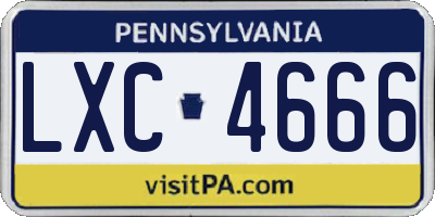 PA license plate LXC4666