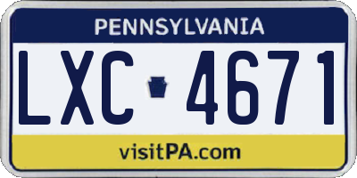 PA license plate LXC4671