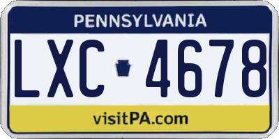 PA license plate LXC4678