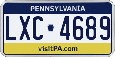 PA license plate LXC4689