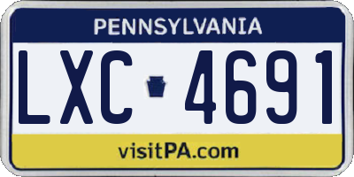 PA license plate LXC4691