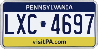 PA license plate LXC4697