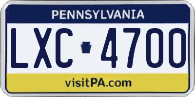 PA license plate LXC4700