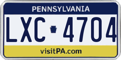 PA license plate LXC4704