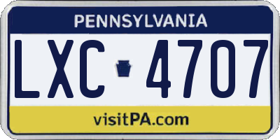 PA license plate LXC4707