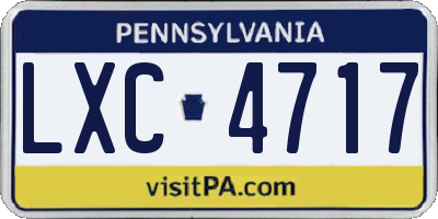 PA license plate LXC4717