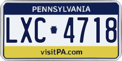 PA license plate LXC4718