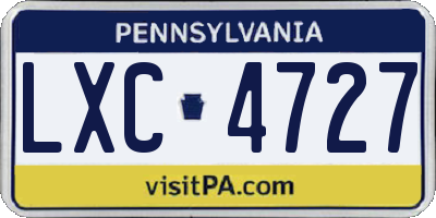 PA license plate LXC4727
