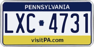 PA license plate LXC4731