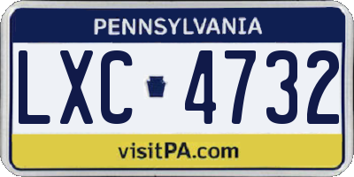 PA license plate LXC4732