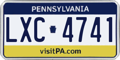 PA license plate LXC4741