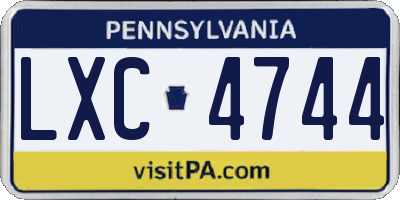 PA license plate LXC4744