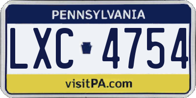 PA license plate LXC4754