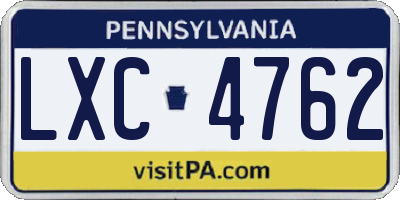 PA license plate LXC4762