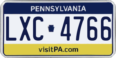 PA license plate LXC4766