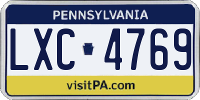 PA license plate LXC4769