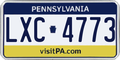 PA license plate LXC4773