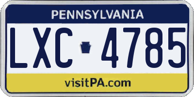 PA license plate LXC4785