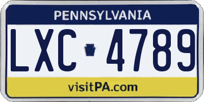 PA license plate LXC4789
