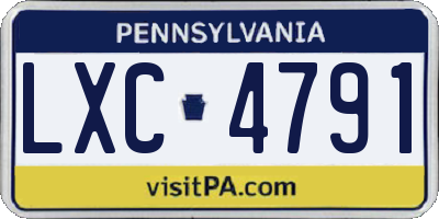 PA license plate LXC4791
