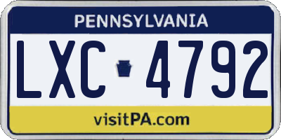 PA license plate LXC4792
