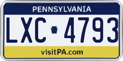 PA license plate LXC4793